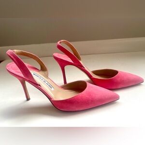 Manolo Blahnik Pink Suede Slingback Pump